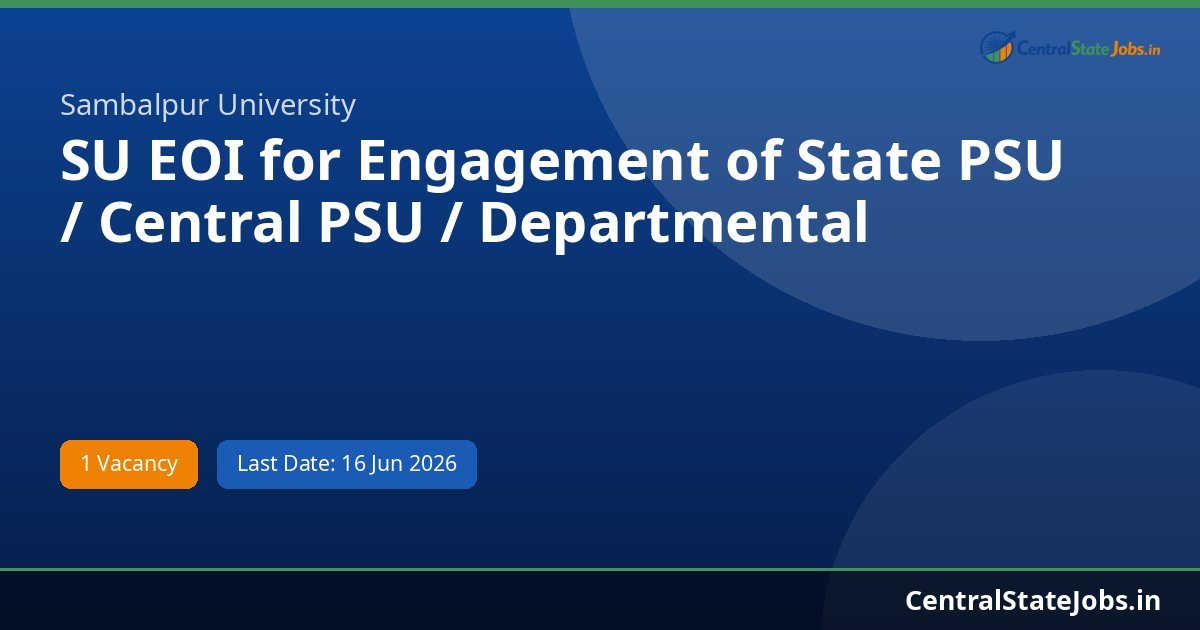 SU EOI for Engagement of State PSU / Central PSU / Departmental Recruitment 2026
