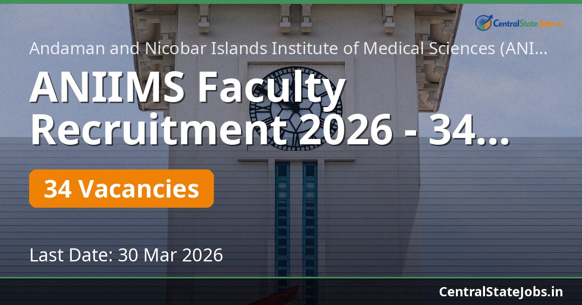 ANIIMS Faculty Recruitment 2026 - 34 Professor & Assistant Professor Posts