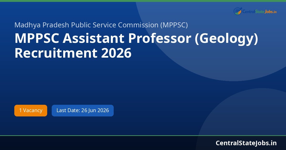 MPPSC Assistant Professor (Geology) Recruitment 2026