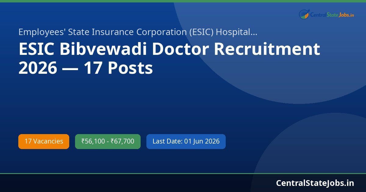 ESIC Bibvewadi Doctor Recruitment 2026 — 17 Posts