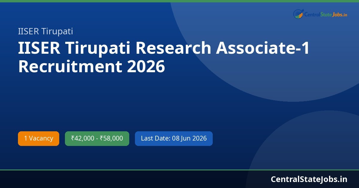 IISER Tirupati Research Associate-1 Recruitment 2026