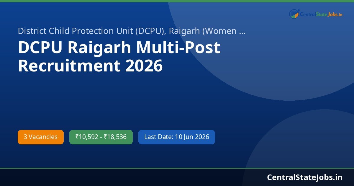 DCPU Raigarh Multi-Post Recruitment 2026