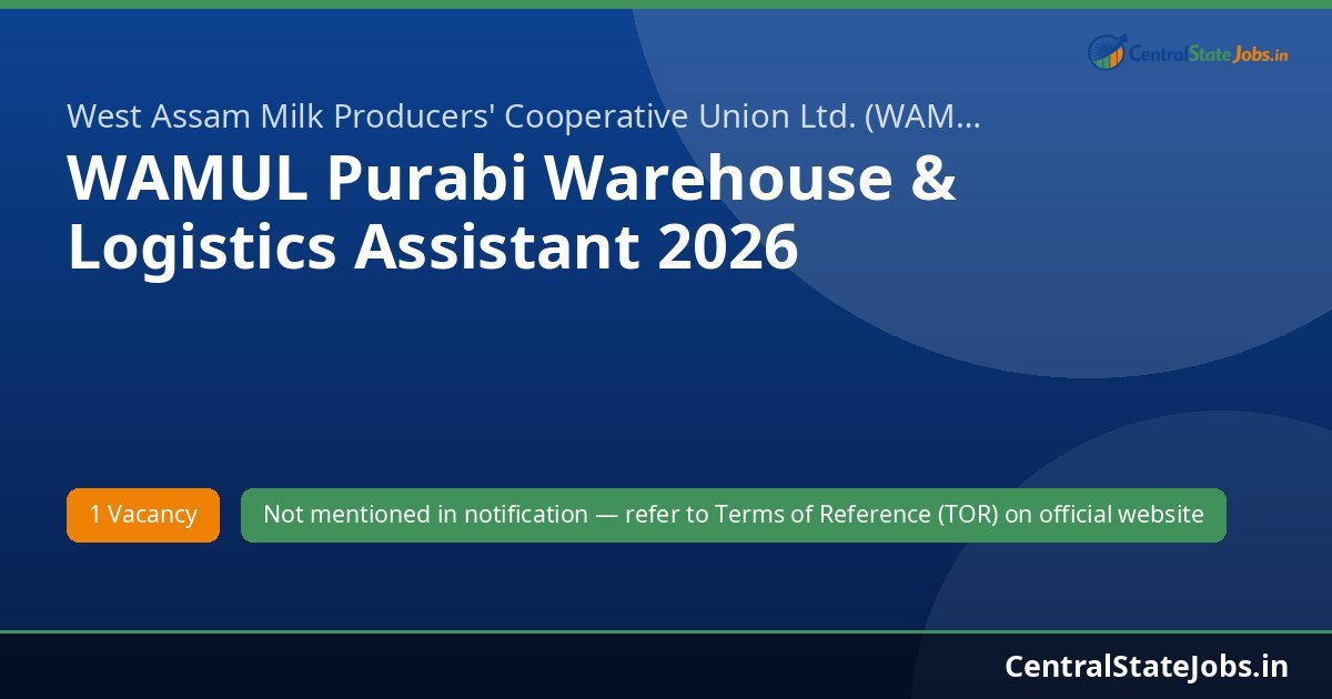 WAMUL Purabi Warehouse & Logistics Assistant 2026
