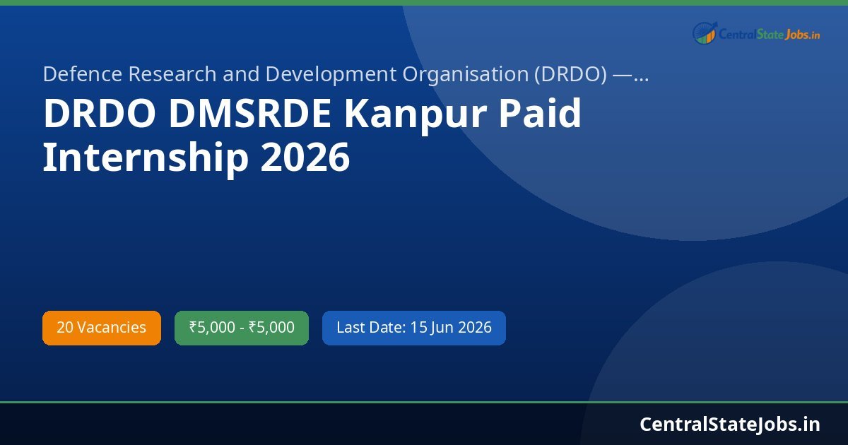 DRDO DMSRDE Kanpur Paid Internship 2026