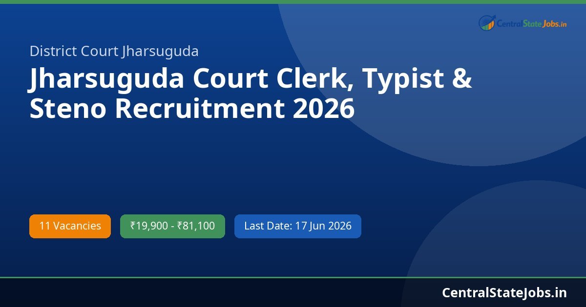 Jharsuguda Court Clerk, Typist & Steno Recruitment 2026