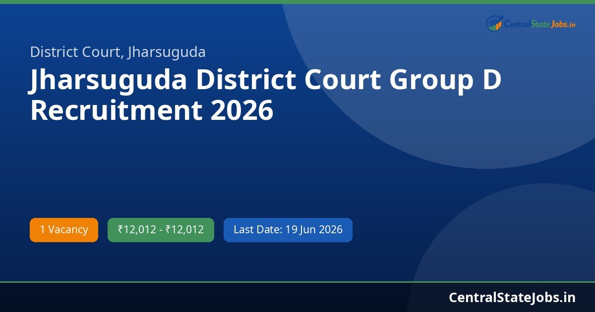 Jharsuguda District Court Group D Recruitment 2026