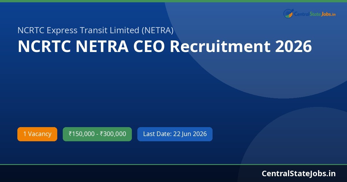NCRTC NETRA CEO Recruitment 2026