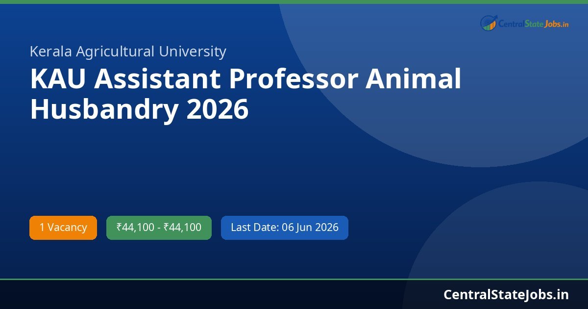 KAU Assistant Professor Animal Husbandry 2026