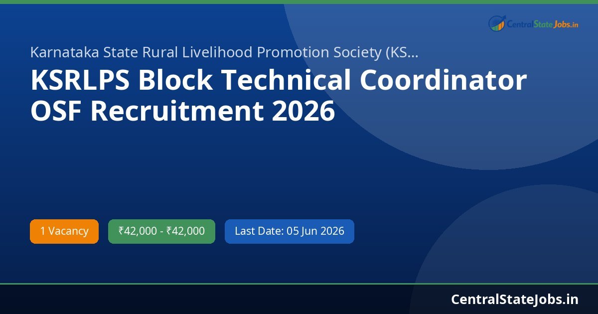 KSRLPS Block Technical Coordinator OSF Recruitment 2026