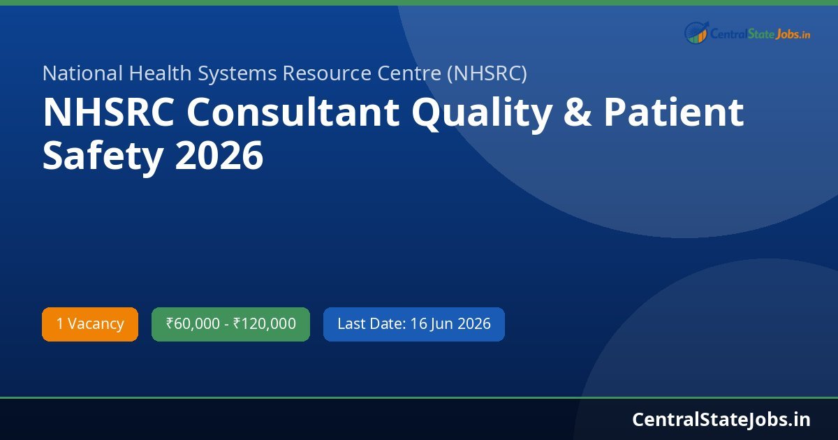NHSRC Consultant Quality & Patient Safety 2026