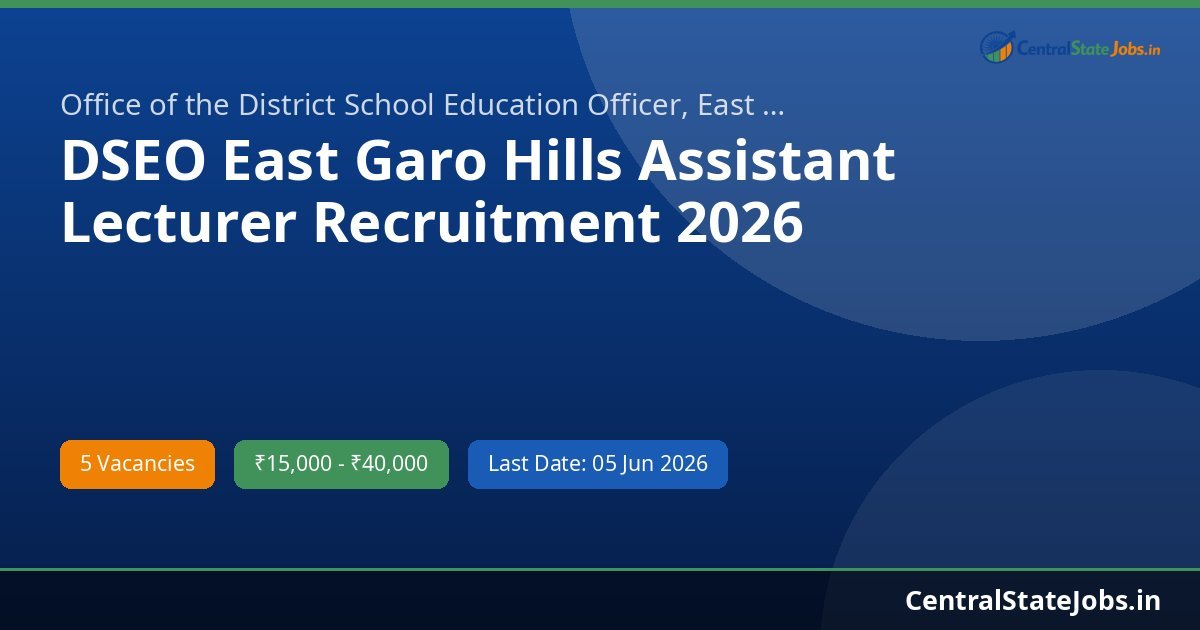 DSEO East Garo Hills Assistant Lecturer Recruitment 2026