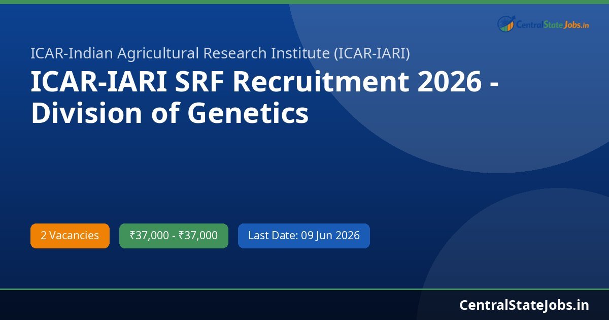 ICAR-IARI SRF Recruitment 2026 - Division of Genetics