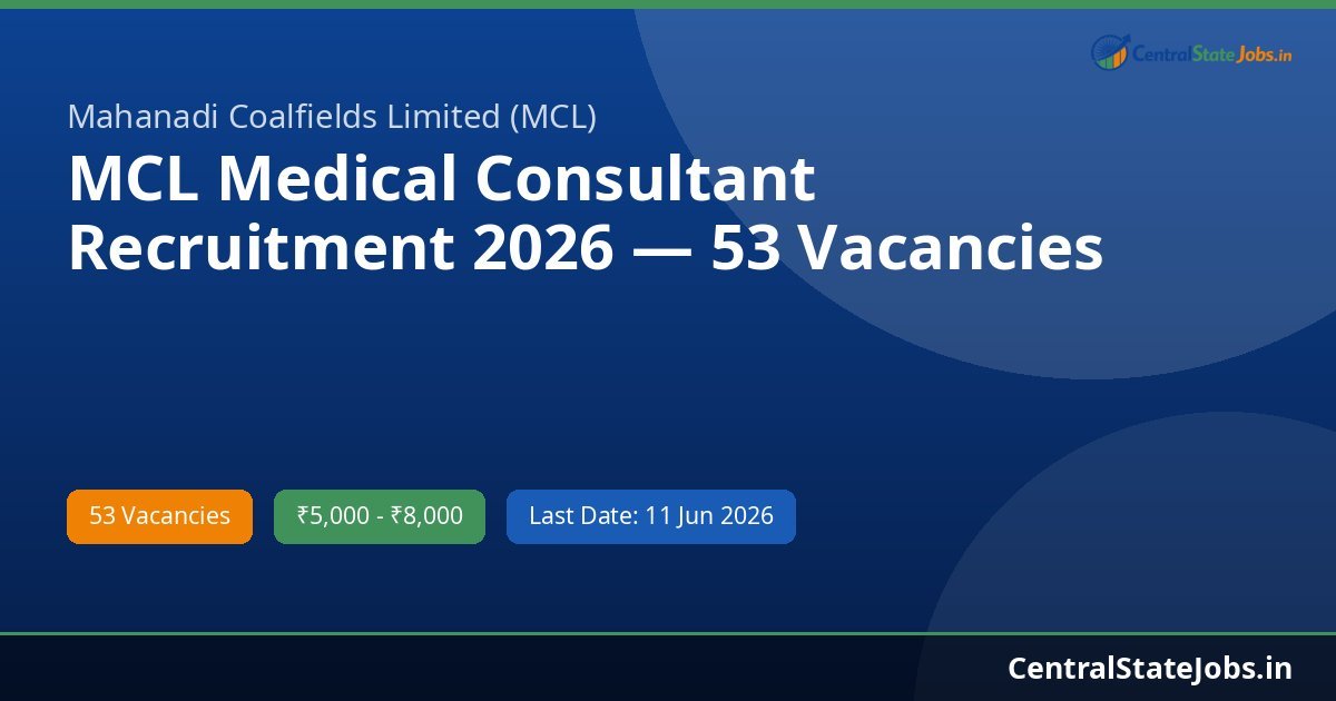 MCL Medical Consultant Recruitment 2026 — 53 Vacancies