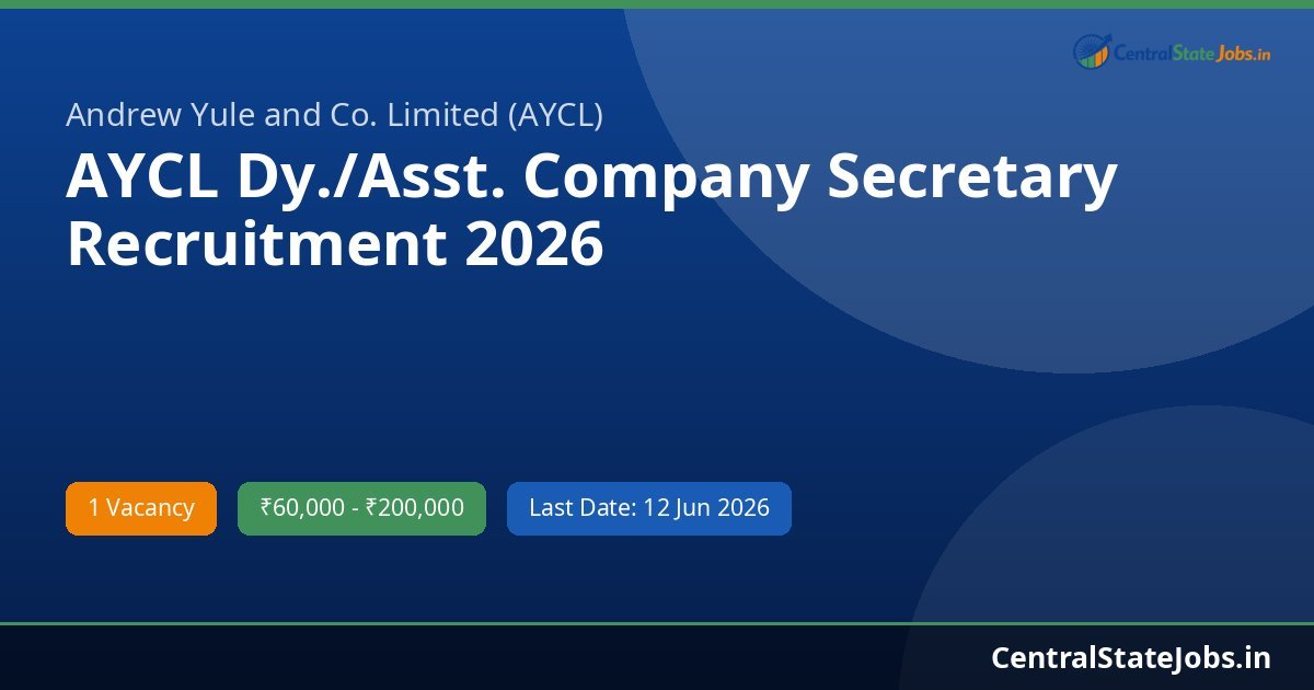AYCL Dy./Asst. Company Secretary Recruitment 2026