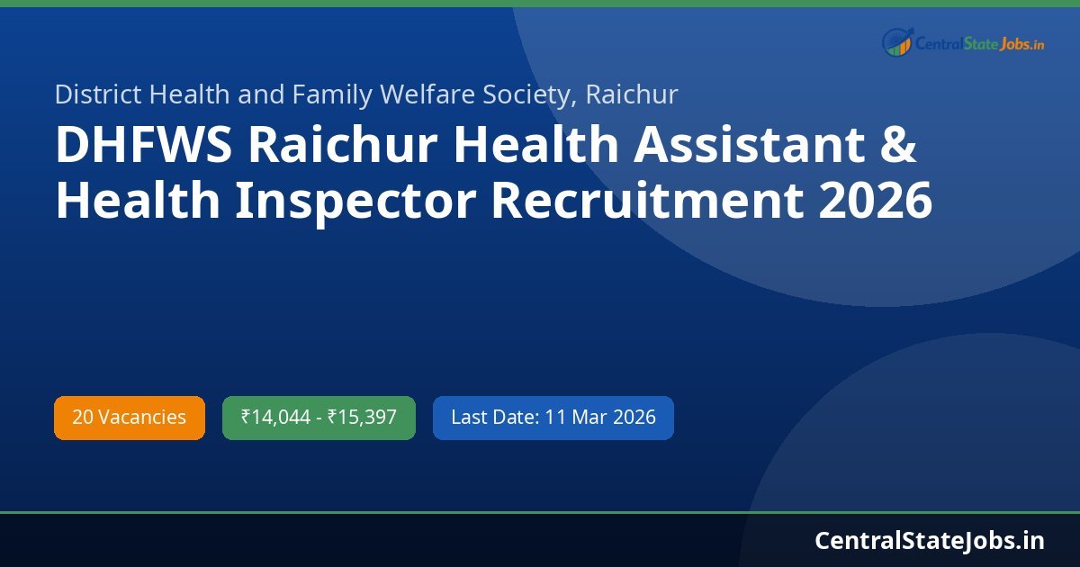 DHFWS Raichur Health Assistant & Health Inspector Recruitment 2026