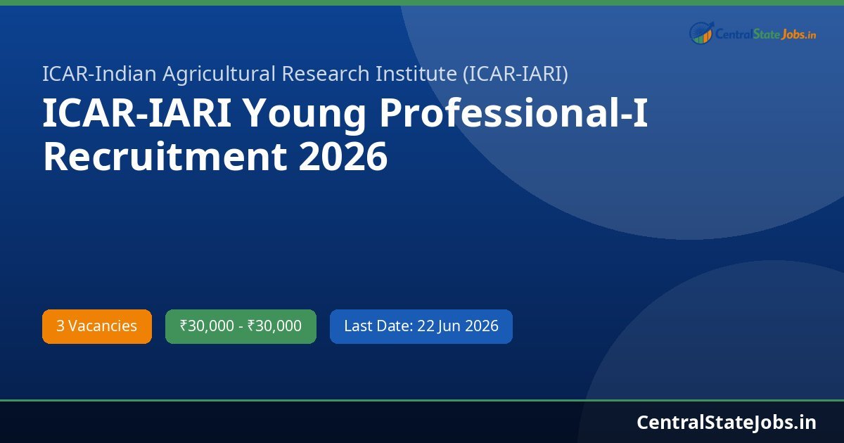 ICAR-IARI Young Professional-I Recruitment 2026