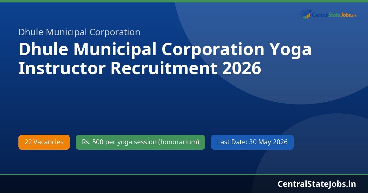 Dhule Municipal Corporation Yoga Instructor Recruitment 2026
