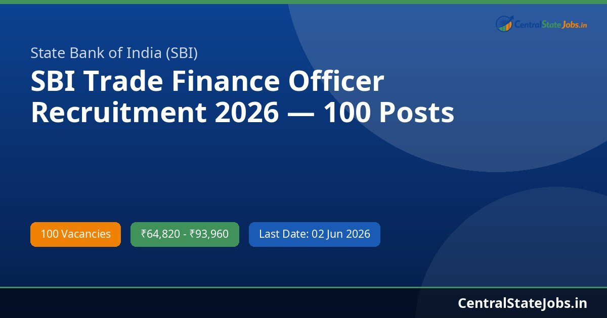 SBI Trade Finance Officer Recruitment 2026 — 100 Posts