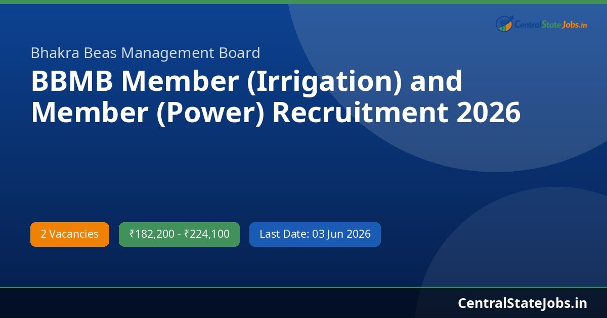 BBMB Member (Irrigation) and Member (Power) Recruitment 2026