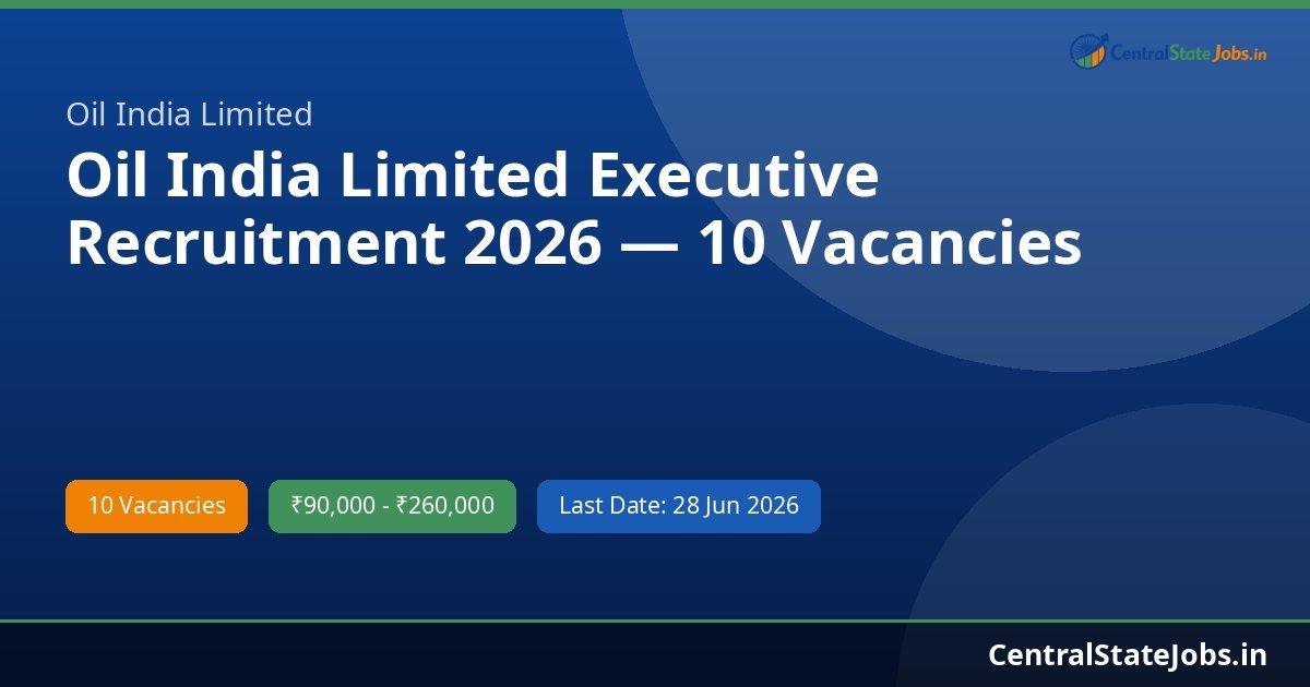 Oil India Limited Executive Recruitment 2026 — 10 Vacancies