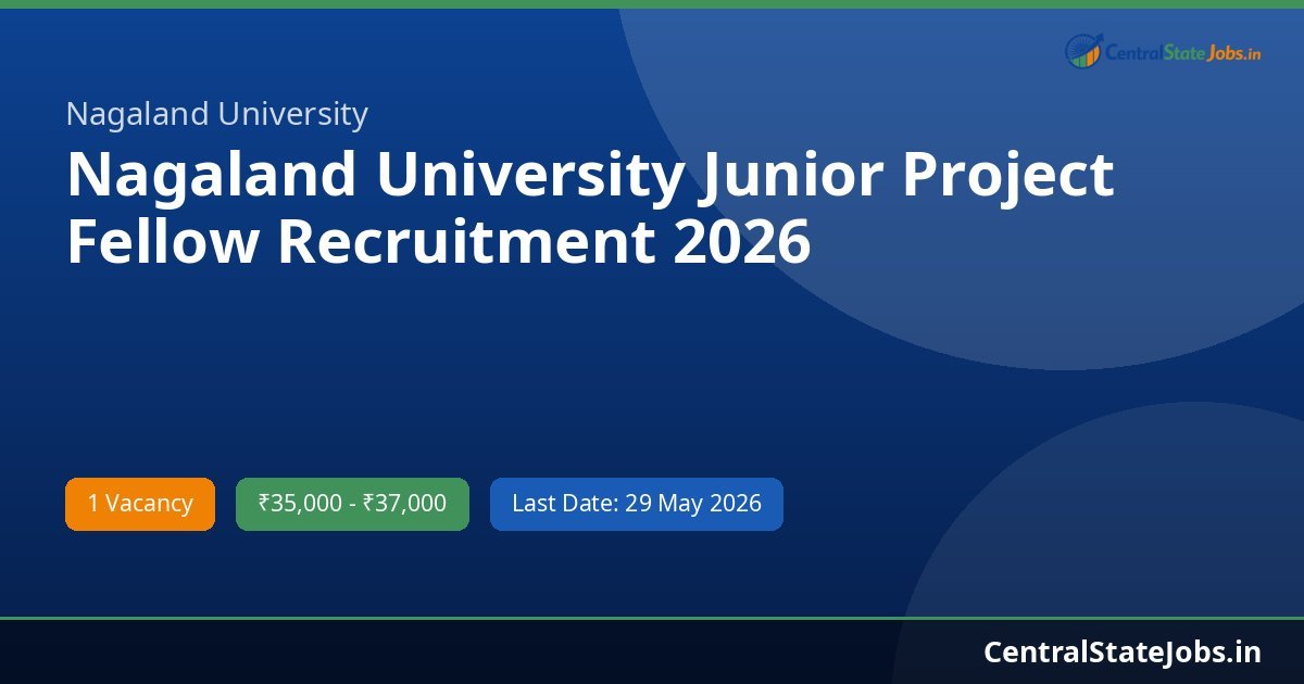 Nagaland University Junior Project Fellow Recruitment 2026