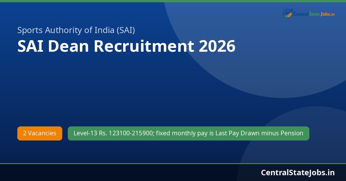 SAI Dean Recruitment 2026