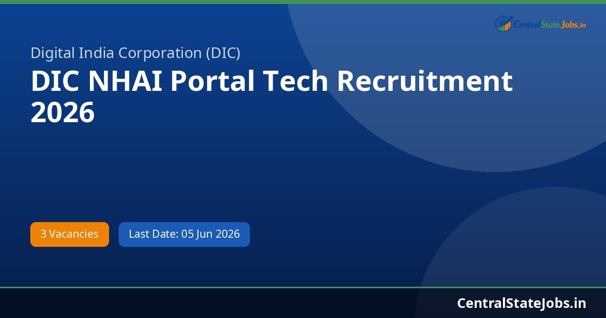 DIC NHAI Portal Tech Recruitment 2026