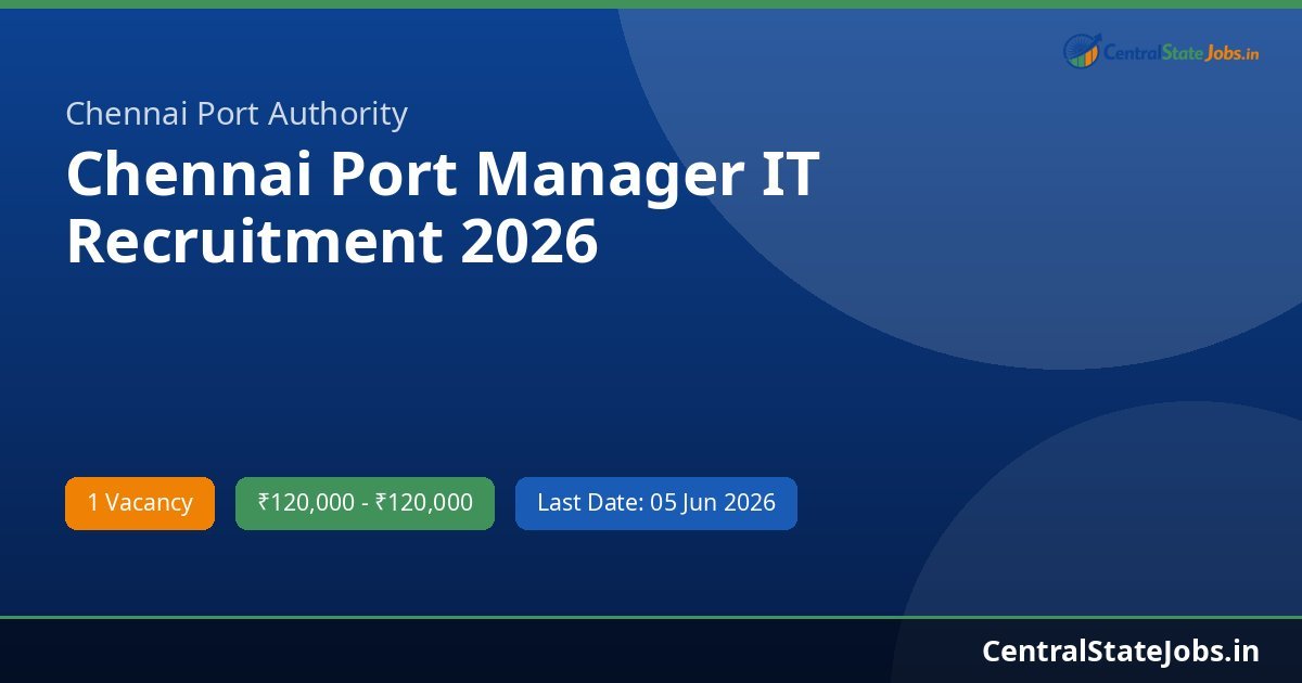 Chennai Port Manager IT Recruitment 2026