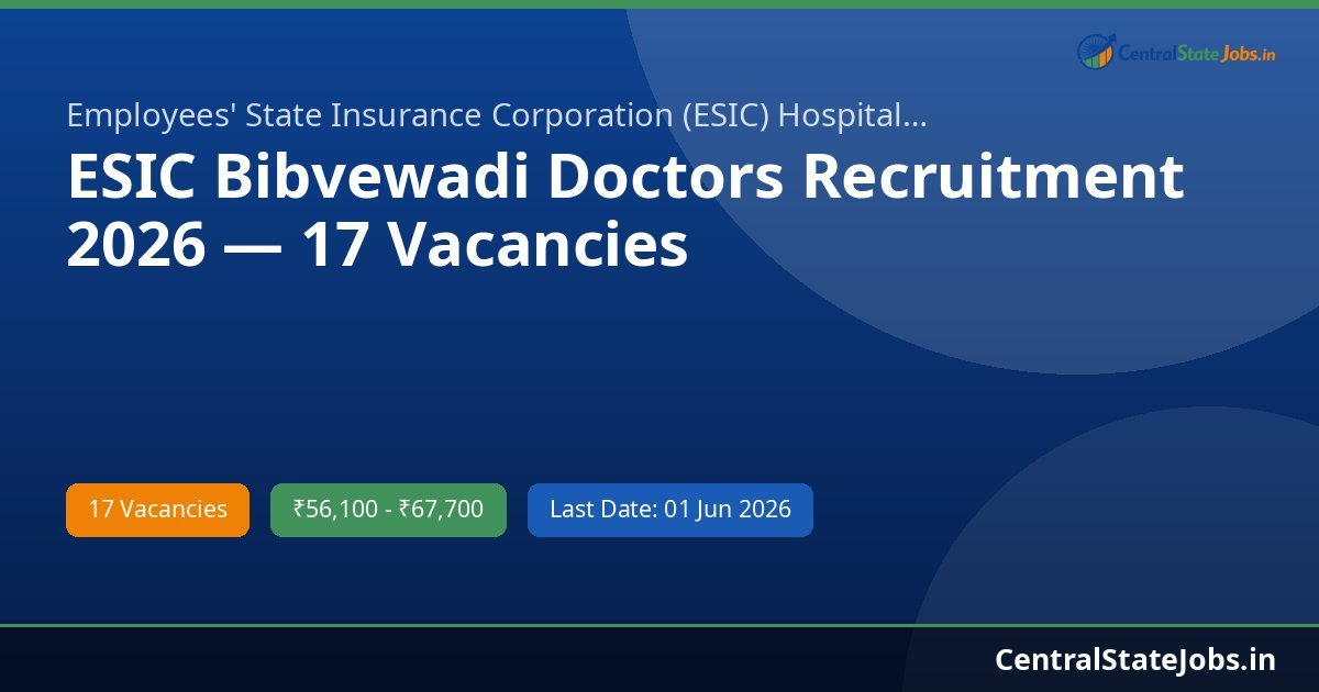 ESIC Bibvewadi Doctors Recruitment 2026 — 17 Vacancies