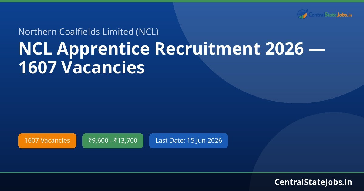 NCL Apprentice Recruitment 2026 — 1607 Vacancies