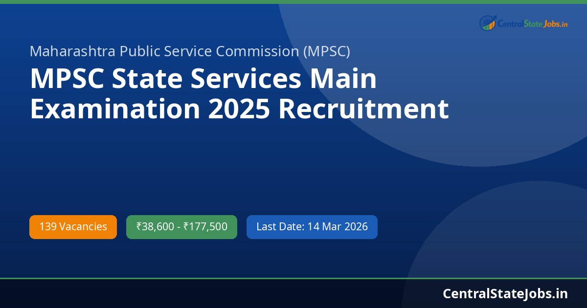 MPSC State Services Main Examination 2025 Recruitment