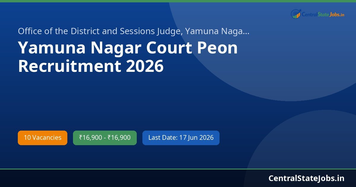 Yamuna Nagar Court Peon Recruitment 2026