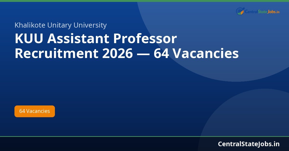 KUU Assistant Professor Recruitment 2026 — 64 Vacancies
