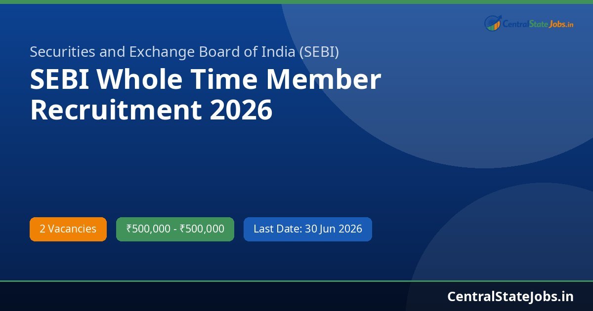 SEBI Whole Time Member Recruitment 2026