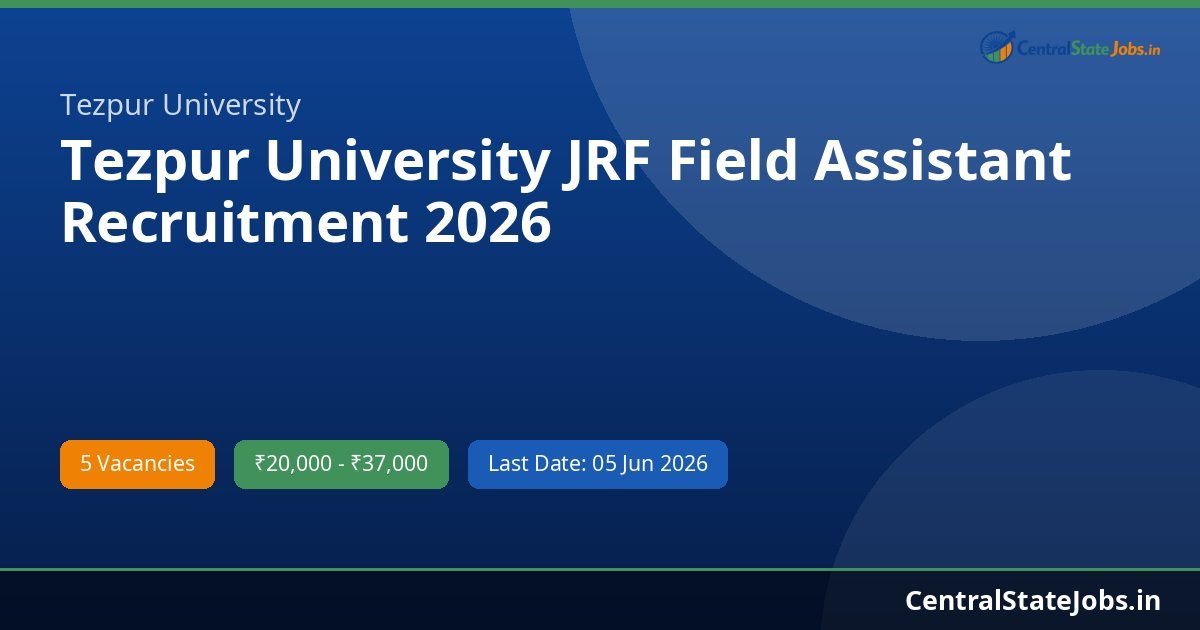 Tezpur University JRF Field Assistant Recruitment 2026