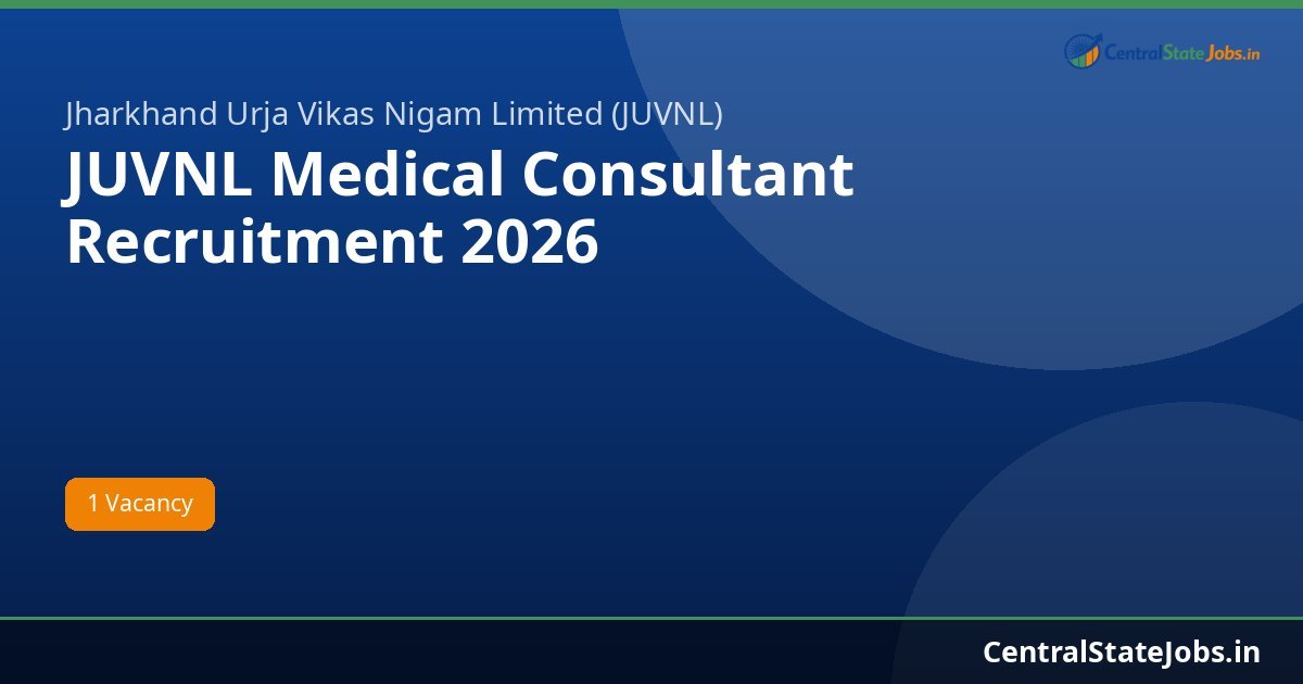JUVNL Medical Consultant Recruitment 2026