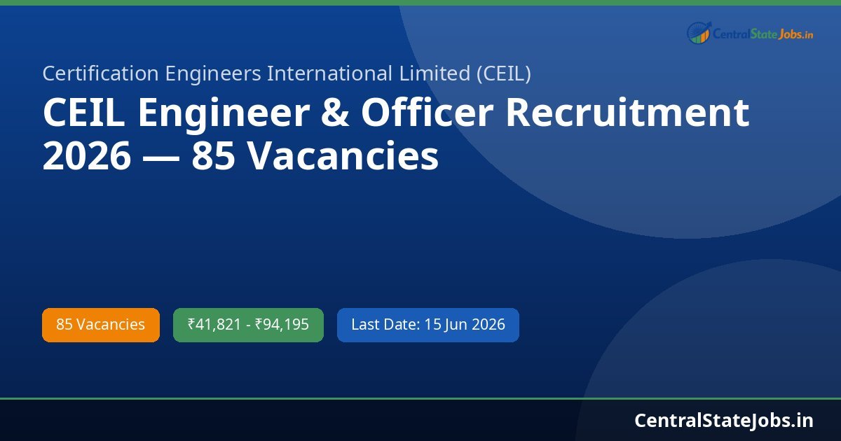 CEIL Engineer & Officer Recruitment 2026 — 85 Vacancies