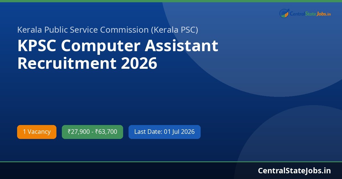 KPSC Computer Assistant Recruitment 2026
