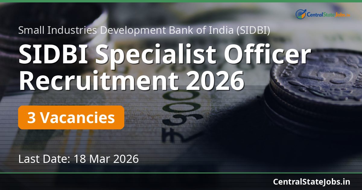 SIDBI Specialist Officer Recruitment 2026