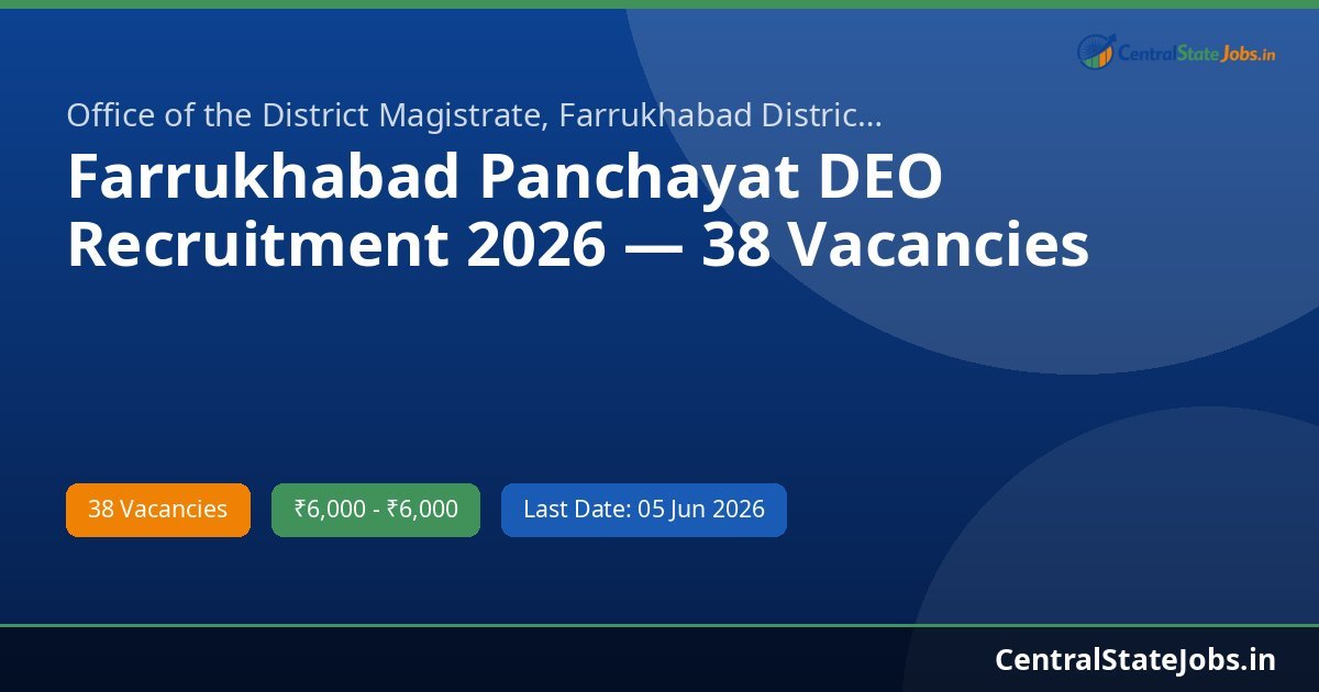 Farrukhabad Panchayat DEO Recruitment 2026 — 38 Vacancies