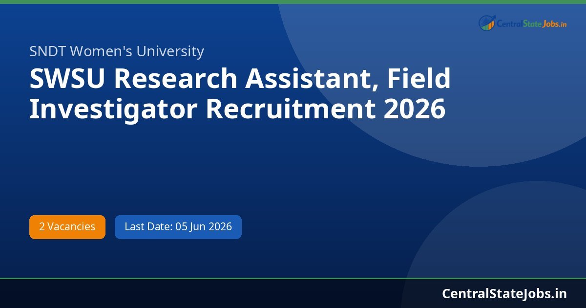 SWSU Research Assistant, Field Investigator Recruitment 2026