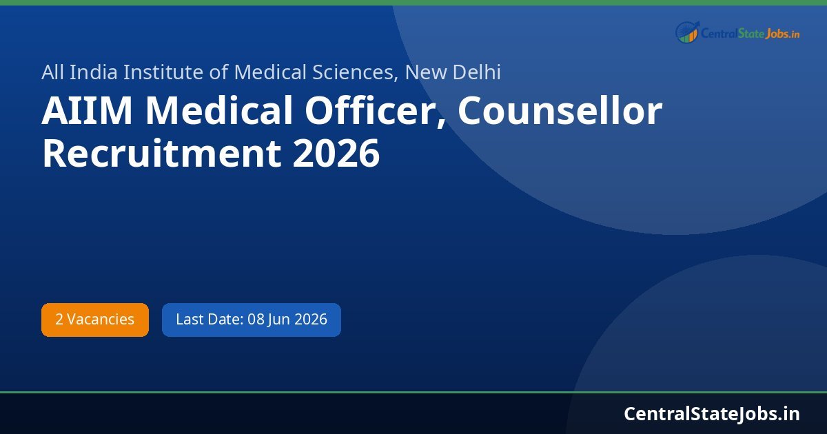 AIIM Medical Officer, Counsellor Recruitment 2026