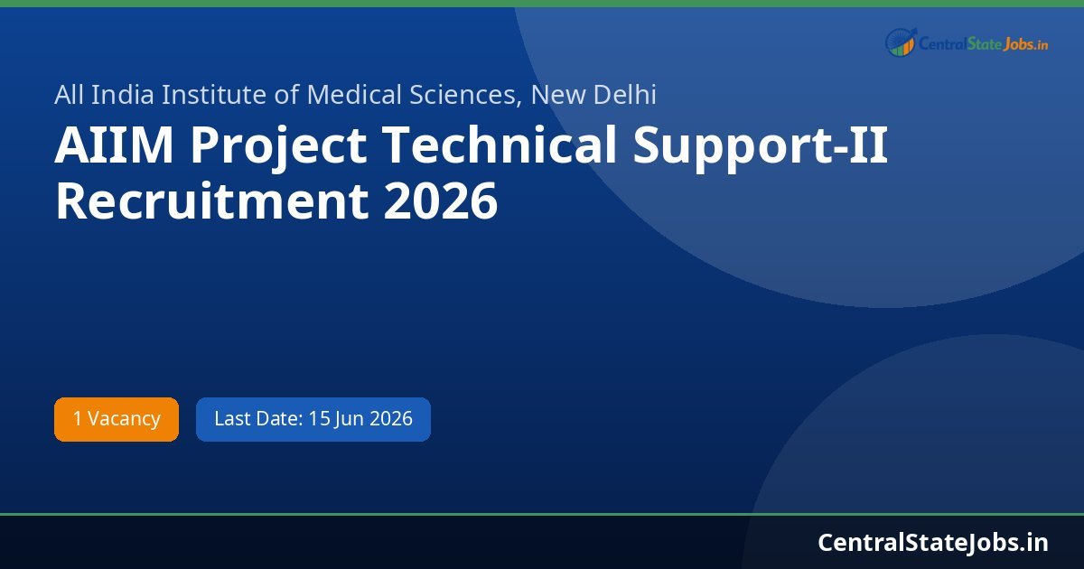 AIIM Project Technical Support-II Recruitment 2026