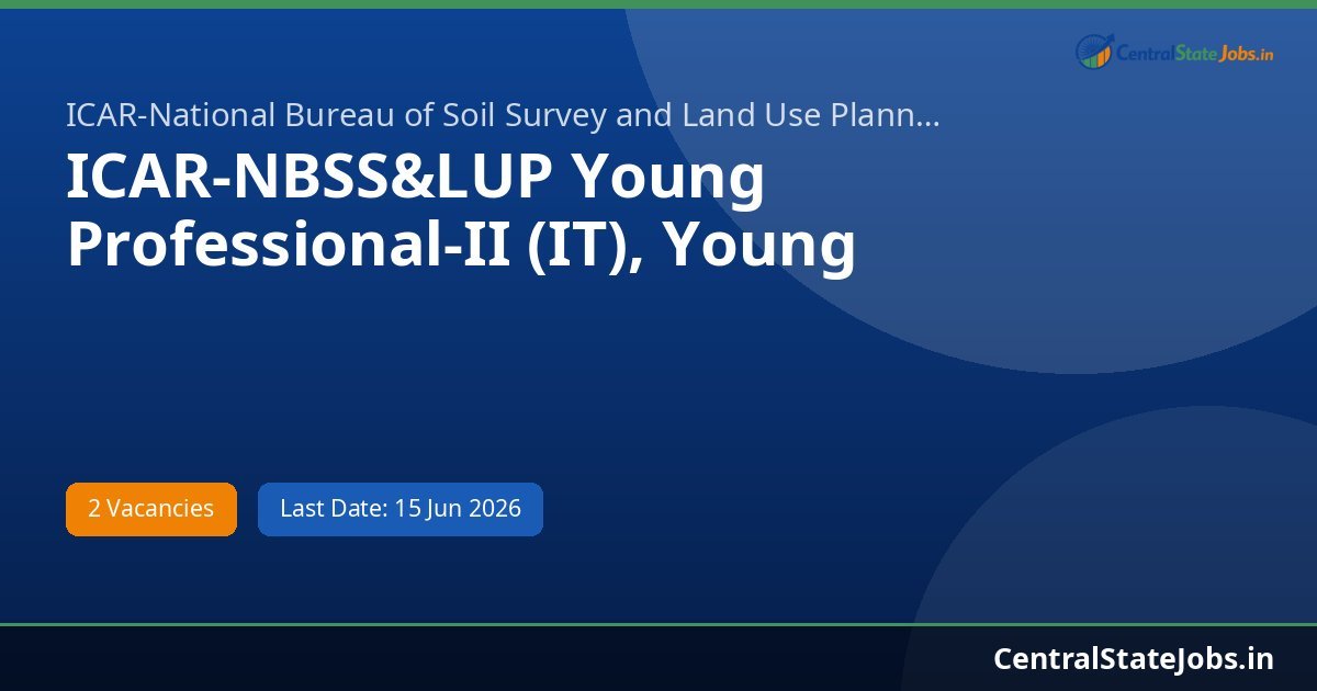 ICAR-NBSS&LUP Young Professional-II (IT), Young Professional-I Recruitment 2026