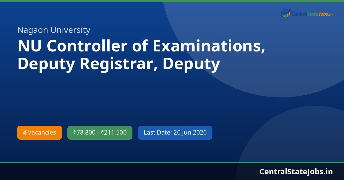 NU Controller of Examinations, Deputy Registrar, Deputy Recruitment 2026