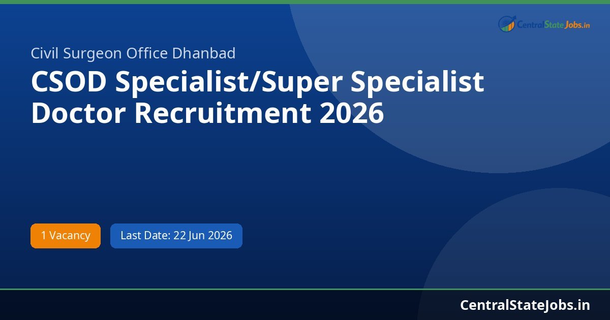 CSOD Specialist/Super Specialist Doctor Recruitment 2026