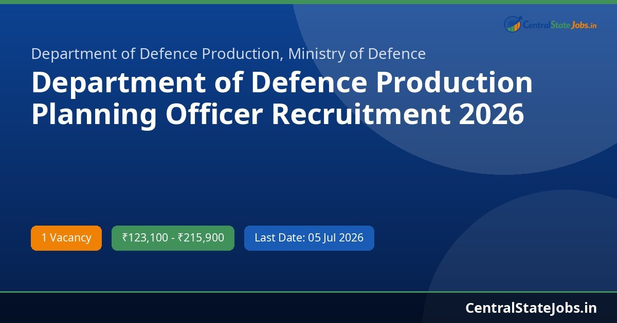 Department of Defence Production Planning Officer Recruitment 2026
