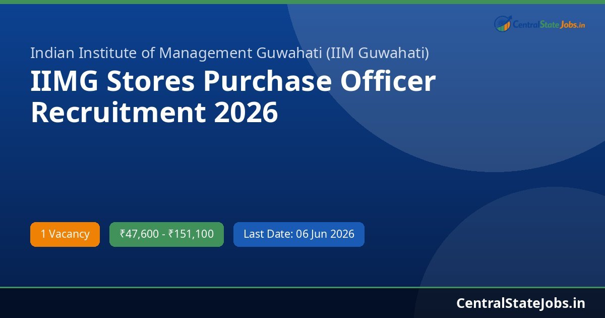 IIMG Stores Purchase Officer Recruitment 2026