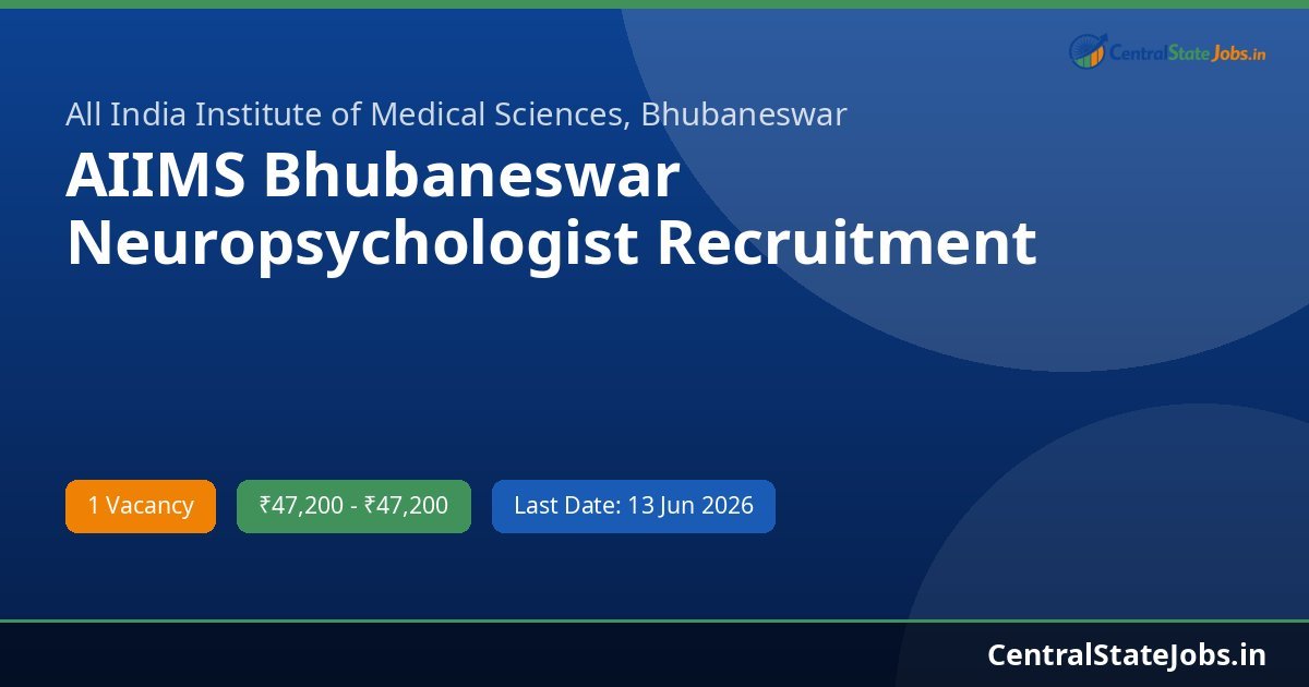 AIIMS Bhubaneswar Neuropsychologist Recruitment 2026