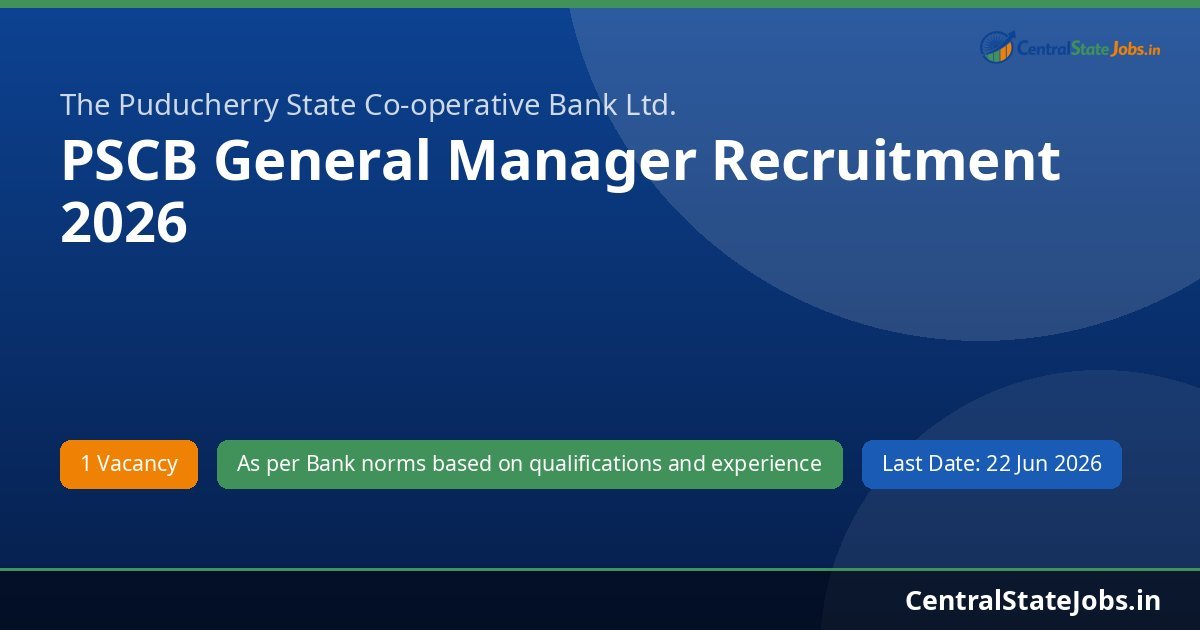 PSCB General Manager Recruitment 2026